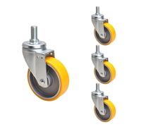 TQNVCKFP 4/5/6 Pulgada de Alta Resistencia Giratorio Rueda con Freno, M16x25 mm vástago roscado, Industrial PU Repuesto Rueda, Juego de 4(Giratorio,125mm)