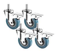 TQNVCKFP Juego de 4 Sin Ruido Ruedas con vástago roscado Suelo Amparador Ruedas con Freno para Muebles Carritos y Bancos de Trabajo rodamiento Suave de Alta Resistencia Ruedas