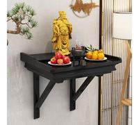 Tqoiozxa Altar Budista de Madera Maciza para Pared o Escritorio, gabinete del Dios de la Riqueza, Mesa de Altar para el hogar, Utilizado para Colocar Fotos, Recuerdos, etc.(Black,Large)