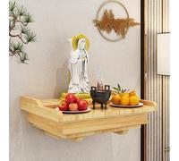 Tqoiozxa Altar Budista de Madera Maciza para Pared o Escritorio, gabinete del Dios de la Riqueza, Mesa de Altar para el hogar, Utilizado para Colocar Fotos, Recuerdos, etc.(Wood,M)
