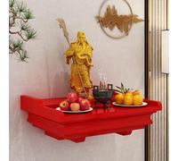 Tqoiozxa Altar Budista de Madera Maciza para Pared o Escritorio, gabinete del Dios de la Riqueza, Mesa de Altar para el hogar, Utilizado para Colocar Fotos, Recuerdos, etc.(Red,Small)