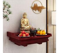 Tqoiozxa Altar Budista de Madera Maciza para Pared o Escritorio, gabinete del Dios de la Riqueza, Mesa de Altar para el hogar, Utilizado para Colocar Fotos, Recuerdos, etc.(Wine Red,M)