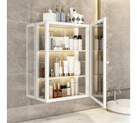 Tqoiozxa Armario de baño con estantes Ajustables, armazón de Metal Resistente, Puerta Transparente Impermeable, instalación fácil, para baño, Cocina e Inodoro(White,B)