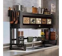 Tqoiozxa Escurridor de Platos Grande sobre el Fregadero, Soporte para Utensilios de Cocina con Tapa, Ahorra Espacio para Platos, Vasos, tazones y Cubiertos.(D,75cm/29.5in)