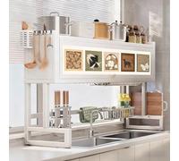 Tqoiozxa Escurridor de Platos Grande sobre el Fregadero, Soporte para Utensilios de Cocina con Tapa, Ahorra Espacio para Platos, Vasos, tazones y Cubiertos.(H,85cm/33.4in)