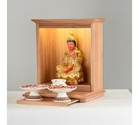 Tqoiozxa Estante de Altar de Buda, Mesa de ofrendas de Madera de Pared, nicho Budista de la Pagoda Guan Gong, Dios de la Riqueza, Mueble de Buda para decoración del hogar(Wood,61x51cm/24x20in)