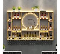 Tqoiozxa Estante De Vino De Pared Moderno, Resistente, De Hierro, para Barra De Licores, para Almacenamiento, para Licores, Botellas De Vino, De Hierro, De Exhibición, De Metal, para Bar.(Gold,160cm)