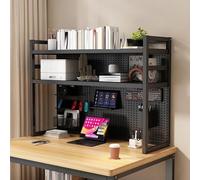 Tqoiozxa Estantería para Escritorio con Panel Perforado Independiente Multinivel Organizador de Escritorio Soporte para Monitor Regulable(Black-2-Tier,100cm/39.3in)