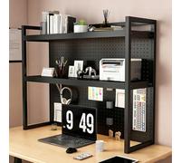 Tqoiozxa Estantería para Escritorio con Panel Perforado Independiente Multinivel Organizador de Escritorio Soporte Monitor Gaming Regulable(Black-2-Tier,110cm/43.3in)