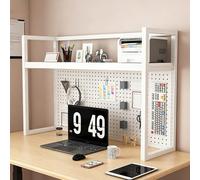 Tqoiozxa Estantería para Escritorio con Panel Perforado Independiente Multinivel Organizador de Escritorio Soporte Monitor Gaming Regulable(White-Single Tier,90cm/35.4in)
