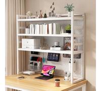 Tqoiozxa Estantería para Escritorio con Panel Perforado Independiente Multinivel Organizador de Escritorio Soporte para Monitor Regulable(White-3-Tier,60cm/23.6in)
