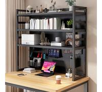 Tqoiozxa Estantería para Escritorio con Panel Perforado Independiente Multinivel Organizador de Escritorio Soporte para Monitor Regulable(Black-3-Tier,90cm/35.4in)