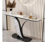 Tqoiozxa Mesa Consola Moderna con Tablero de Piedra, Patas Forma Hoja, Mesa Estrecha para recibidor o Pasillo, Ideal para la Entrada el salón(Black4,120CM/47.2in)