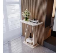 Tqoiozxa Mesa Consola Moderna de mármol de Lujo con Estructura metálica, Mesa Auxiliar pequeña y Sencilla para Sala de Estar, Ideal para el hogar o el Hotel.(White,50x30cm/19.7x11.8in)