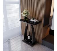 Tqoiozxa Mesa Consola Moderna de mármol de Lujo con Estructura metálica, Mesa Auxiliar pequeña y Sencilla para Sala de Estar, Ideal para el hogar o el Hotel.(Black,60x40cm/23.6x15.7in)