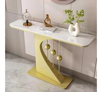 Tqoiozxa Mesa Consola Moderna para recibidor, diseño Creativo con Detalles de Cuentas, Mesa Auxiliar Estrecha para sofá, Ideal para Sala de Estar, Pasillo o vestíbulo.(Gold-1,100cm/39.3in)