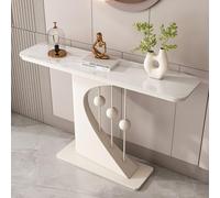 Tqoiozxa Mesa Consola Moderna para recibidor, diseño Creativo con Detalles de Cuentas, Mesa Auxiliar Estrecha para sofá, Ideal para Sala de Estar, Pasillo o vestíbulo.(White-1,150cm/59in)