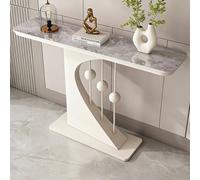 Tqoiozxa Mesa Consola Moderna para recibidor, diseño Creativo con Detalles de Cuentas, Mesa Auxiliar Estrecha para sofá, Ideal para Sala de Estar, Pasillo o vestíbulo.(White-3,120cm/47.2in)
