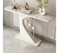 Tqoiozxa Mesa Consola Moderna para recibidor, diseño Creativo con Detalles de Cuentas, Mesa Auxiliar Estrecha para sofá, Ideal para Sala de Estar, Pasillo o vestíbulo.(White-2,120cm/47.2in)