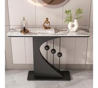 Tqoiozxa Mesa Consola Moderna para recibidor, diseño Creativo con Detalles de Cuentas, Mesa Auxiliar Estrecha para sofá, Ideal para Sala de Estar, Pasillo o vestíbulo.(Black-2,120cm/47.2in)