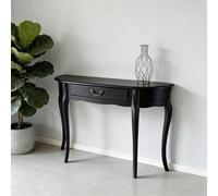 Tqoiozxa Mesa Consola semicircular de Madera Maciza - Mesa Auxiliar Estrecha de Estilo Vintage con cajones, Ideal para Colocar Junto al sofá, en el Pasillo o en la Sala de Estar.(Black,90cm/35.4in)