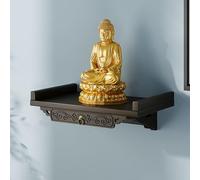 Tqoiozxa Mesa de Altar de Buda, Santuario Personal de Pared, Estante de Altar Budista de Madera para el hogar, Estante para el Dios de la Riqueza, Guanyin, Estatua de Buda(Wall-Mounted,Small)