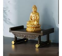Tqoiozxa Mesa de Altar de Buda, Santuario Personal de Pared, Estante de Altar Budista de Madera para el hogar, Estante para el Dios de la Riqueza, Guanyin, Estatua de Buda(Heightened,Small)