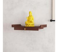 Tqoiozxa Mesa de Altar de meditación Budista Personal China de nicho para Pared o Escritorio, Estante de Santuario, gabinete de Madera para el hogar con el Dios de la Riqueza(Wall-Mounted,M)