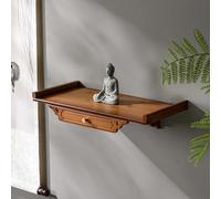 Tqoiozxa Mesa de meditación de Altar de Buda, Santuario Personal de Pared, Estante Budista de Madera para el hogar, Mueble con Estatua de Buda Guanyin, Dios de la Riqueza(Walnut,Large)