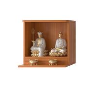 Tqoiozxa Santuario de Buda de Pared Gabinete de Altar, Mesa de Oración de Madera Gruesa 17mm con Bandeja, Altar Feng Shui para Buda & Dios de la Riqueza(Mahogany,M with Raised Base)