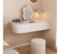 Tqoiozxa Tocador de Maquillaje Flotante Preensamblado con Cajones, Mesa de Maquillaje de Pared de Madera Maciza, Tocador Ahorro de Espacio, 3 Estilos, Blanco(Right Angle,80cm/31.4in)