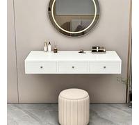 Tqoiozxa Tocador Suspendido con Cajón, Mesa de Maquillaje Flotante de Pared, Estante de Madera Moderno para Dormitorio, Ahorro de Espacio, Sin Espejo(White,100cm/39.3in)
