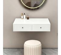 Tqoiozxa Tocador Suspendido con Cajón, Mesa de Maquillaje Flotante de Pared, Estante de Madera Moderno para Dormitorio, Ahorro de Espacio, Sin Espejo(White,80cm/31.4in)