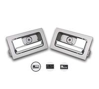 TQPONLY Manija interior de puerta delantera/trasera izquierda del conductor y del pasajero derecho (carcasa gris + palanca cromada) compatible con Ford F150 2009-2014, sustituye a 9L3Z1522601CB 90826