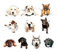 TQPUWT 3D Perro Pegatinas de Pared, 10 Piezas Lindo Perro Pegatina de Pared, 3D Perro Mural Impermeable Decoración, Pegatinas Pared Perro, para Puerta Dormitorio Baño Ventana, Multicolor