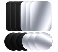 TQPUWT Juego de 12 Placas de Metal Autoadhesivas con Adhesivo para el Coche, L¨¢Minas Met¨¢licas para Soporte movil Coche, Placas de Metal Muy Finas para teléfono móvil, 6 Redondas y 6 Rectangulares