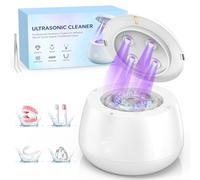 TQQ Limpiador Ultrasonidos Dental con UV Esterilización, Limpiador Ferula Dental 48000 Hz, Dental Pod 200 ML, Para Brackets, Retenedores, Protectores Nocturnos, Alineadores etc