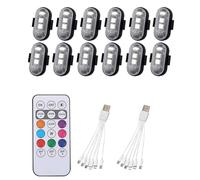 TQQEPOOL Luces Estroboscópicas LED Inalámbricas Con Control Remoto, Carga USB De 8 Colores IP65 Resistente Al Agua Anticolisión, Luz De Motocicleta Recargable Magnética RGB(12 Pack)
