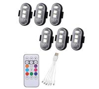TQQEPOOL Luces Estroboscópicas LED Inalámbricas Con Control Remoto, Carga USB De 8 Colores IP65 Resistente Al Agua Anticolisión, Luz De Motocicleta Recargable Magnética RGB(6 Pack)