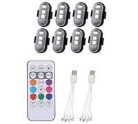 TQQEPOOL Luces Estroboscópicas LED Inalámbricas Con Control Remoto, Luces Estroboscópicas LED Magnéticas, For Luces LED De Coche Interior/motocicleta/bicicleta(8 Pack)