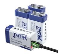 TQTHL Baterías recargables de 9 V, batería de 9 V, 9 V, 1300 mAh, multiusos de larga duración, con cable de carga USB 2 en 1 (4 piezas), actualización 2022