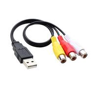 TQUXNGA Adaptadores USB a 3RCA AV de 0,25 metros, 3 conectores hembra, divisor para instalaciones restringidas de espacio, PC, TV, conexión, USB AV, adaptadores compuestos