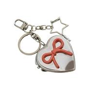 TQUXNGA Bonito llavero con espejo de corazón de mariposa perfecto para llaves, bolsas y auriculares, adorno de teléfono moderno para mujer, bonito llavero de corazón de mariposa de cristal, a, Talla