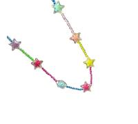 TQUXNGA Collar moderno de estrella de dopamina con cuentas de arco iris para mujer, cadena de capas de moda, regalo de joyería para niñas calientes, cadena de mano con cuentas, necklace, como se