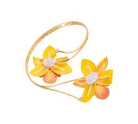 TQUXNGA Elegante banda de brazo de hierro con diseño de Frangipani, ajuste cómodo, joyería ajustable para ella, regalos únicos, ocasiones, uso diario, anillos florales para el brazo, talla única, como