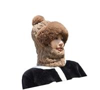 TQUXNGA Gorro de punto de felpa gruesa con polainas para el cuello, cubierta facial, protección contra el clima frío, sombrero ruso para invierno al aire libre, Color café, Talla única
