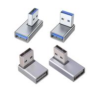 TQUXNGA Juego de 4 adaptadores USB 3.0 de 90 grados en ángulo recto macho a hembra, conector acoplador para carga USB de laptop, conector hembra para carga USB