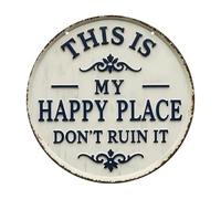 TQUXNGA Placas de pared de hierro con cita humorística This Is My Happy Place Do Not Ruin It, letrero de pared para decoración de interiores y exteriores, letrero de bienvenida de metal