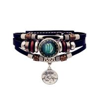 TQUXNGA Pulsera brillante de 12 constelaciones personalizable con signo del zodiaco de piel sintética, ajuste cómodo para adolescentes y adultos, Cuero sintético