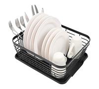 TQVAI Escurreplatos Acero Inoxidable Escurridor de Platos Cubiertos Organizador Cocina (36,1 x 30,7 x 13,97 CM) Dish Drying Rack Estante para Guardar Cubiertos, Negro